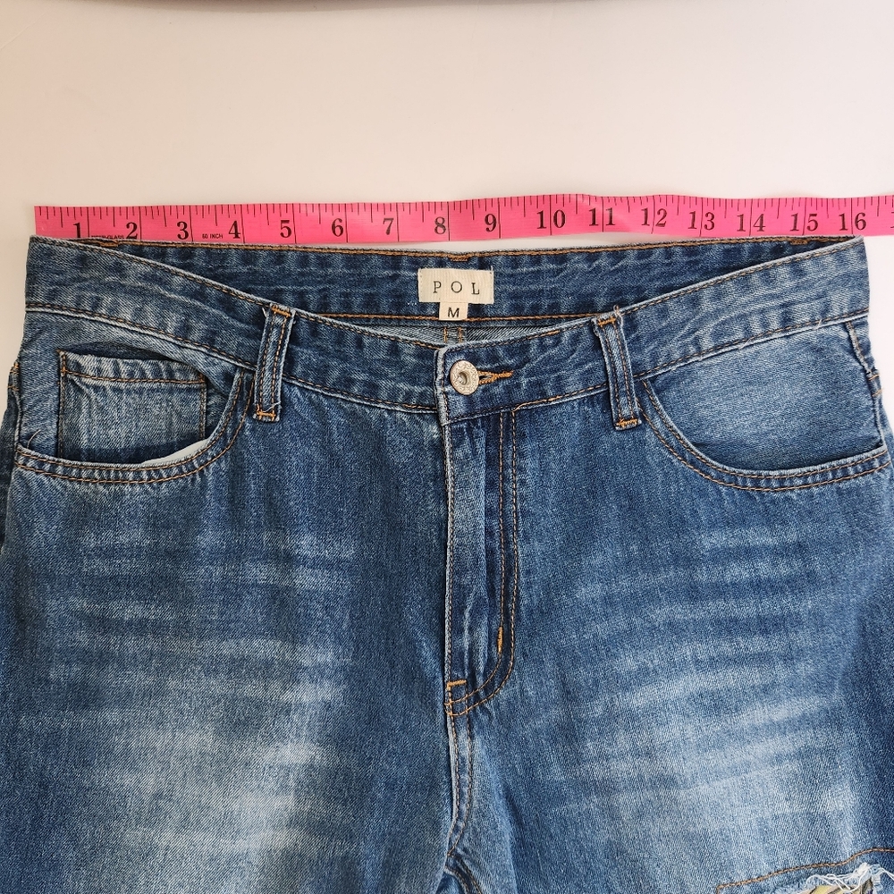 POL Patchwork Raw Hem Blue Jeans - image 9